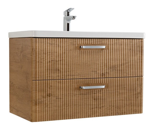 BelBagno Тумба с раковиной Due 80 подвесная Rovere Nature ручки Хром полированный – фото-1